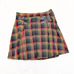 Hot Topic Plaid Madras Vintage Pleated Y2K Skirt Size Small / Medium